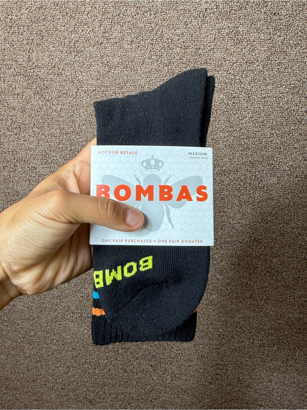 Bombas Black Athletic Socks with Neon Logo Accent